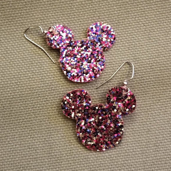 FUN Chunky Glitter Mouse head earrings! - Picture 3 of 4